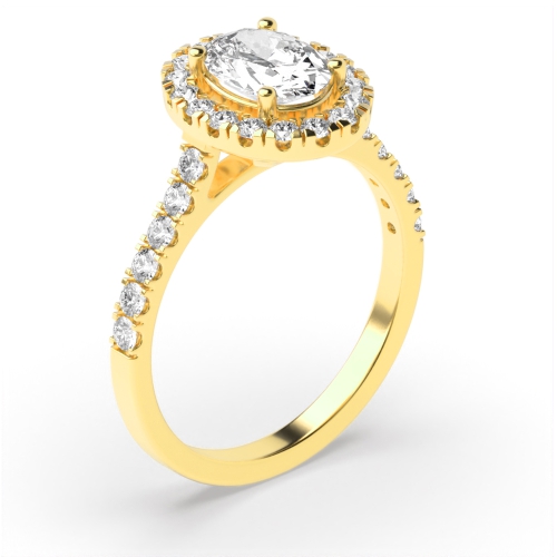 Prong Setting Oval Shape Minimal Halo Diamond Engagement Rings