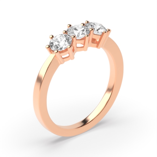 6 Prong Round Rose Gold Equal Trilogy Engagement Rings