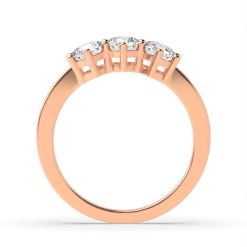 6 Prong Round Rose Gold Equal Trilogy Engagement Rings