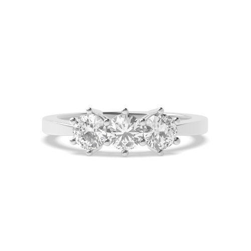 6 Prong Round Equal Trilogy Engagement Rings