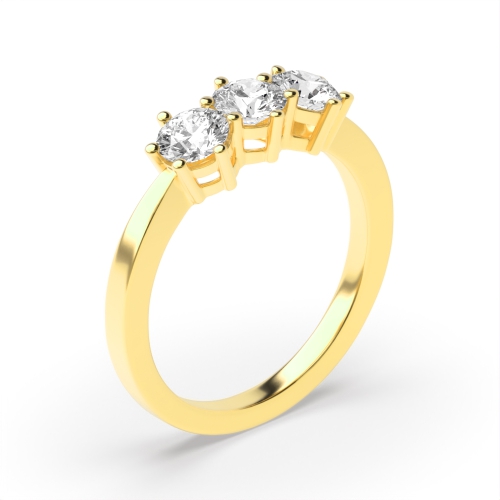 6 Prong Round Yellow Gold Equal Engagement Rings