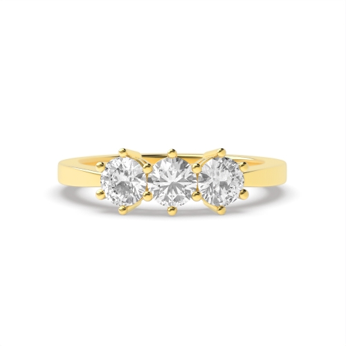 6 Prong Round Yellow Gold Equal Engagement Rings