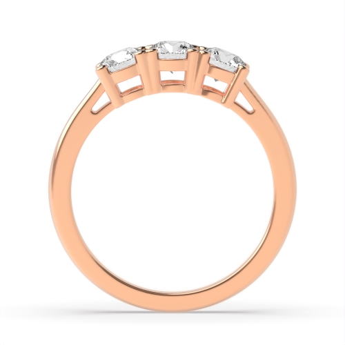 4 Prong Round Rose Gold Basket set equal Trilogy Engagement Rings