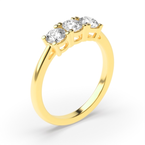 4 Prong Round Yellow Gold Basket set equal Engagement Rings