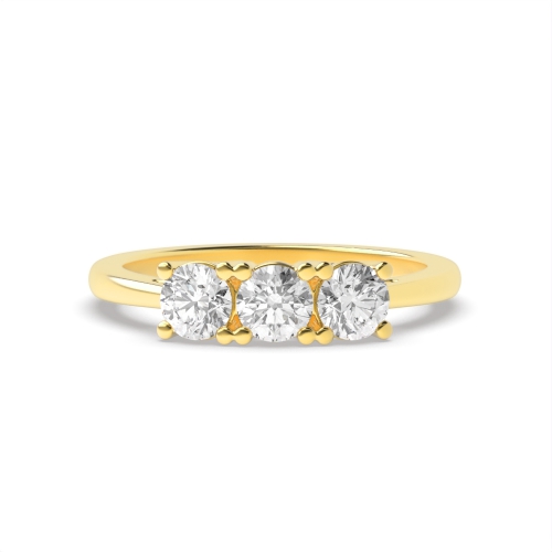 4 Prong Round Yellow Gold Basket set equal Engagement Rings