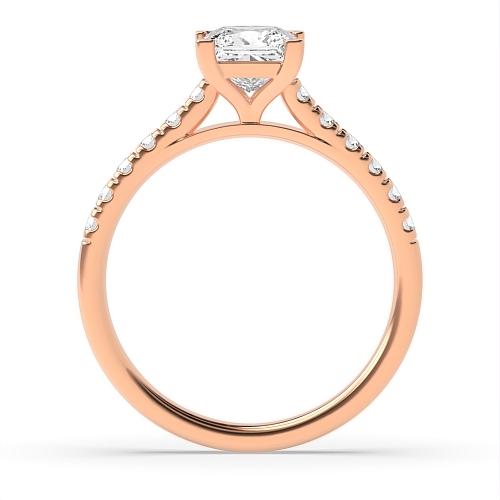 4 Prong Princess Rose Gold Corner claws Engagement Rings