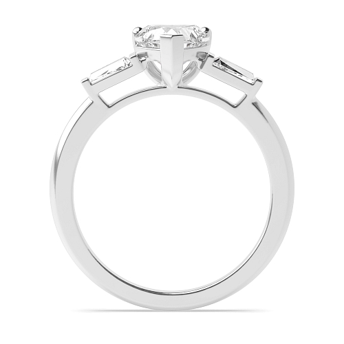 6 Prong Heart/Baguette Delicate Moissanite Engagement Rings