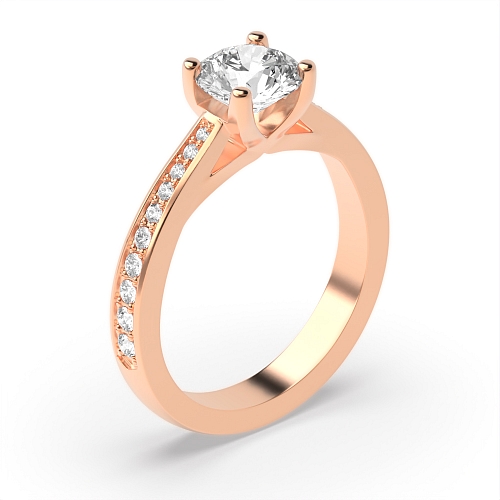 Round Rose Gold Delicate cross claw Engagement Rings