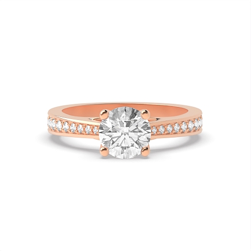 Round Rose Gold Delicate cross claw Engagement Rings