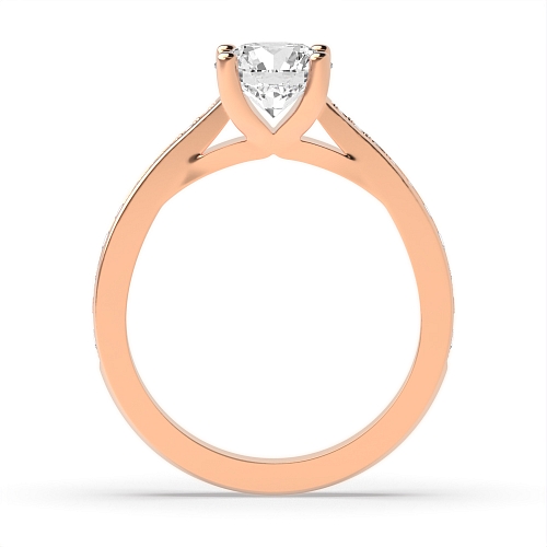 Round Rose Gold Delicate cross claw Engagement Rings