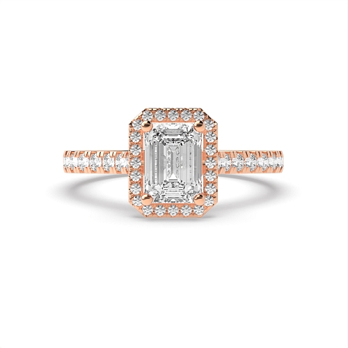 4 Prong Rose Gold Pave Halo Engagement Rings