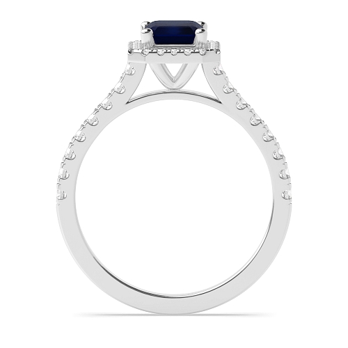 4 Prong Pave Blue Sapphire Engagement Rings