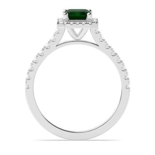 4 Prong Pave Emerald Halo Engagement Rings