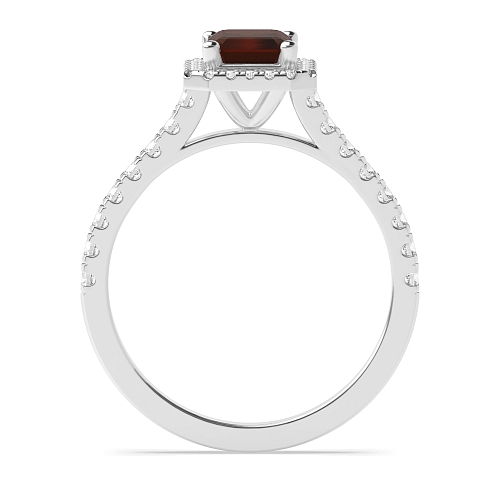 4 Prong Pave Garnet Halo Engagement Rings