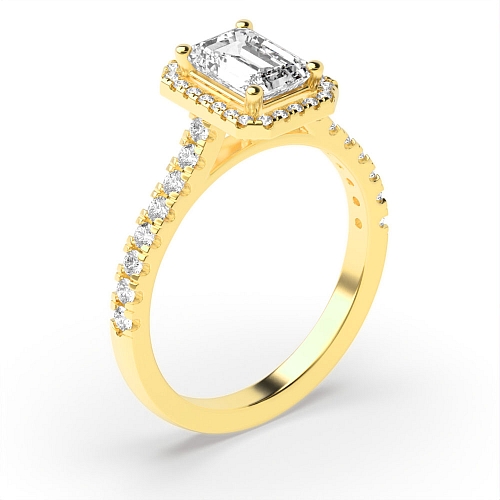 4 Prong Yellow Gold Pave Engagement Rings