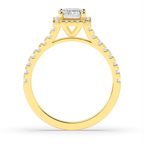4 Prong Yellow Gold Pave Engagement Rings