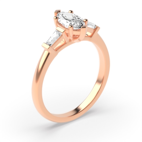 Marquise and Baguette Diamond Trilogy Engagement Rings