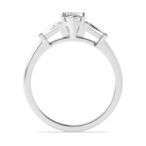 3 Prong Marquise/Baguette Classic Set Three Stone Diamond Ring