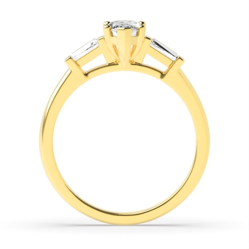 3 Prong Marquise/Baguette Yellow Gold Classic set Engagement Rings