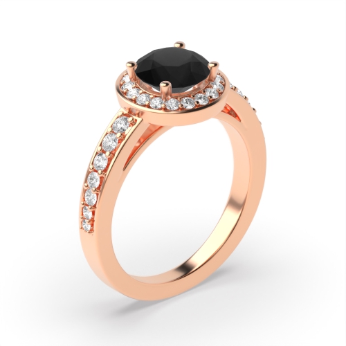 Tapering Up Shoulder Halo Engagement Black Diamond Rings