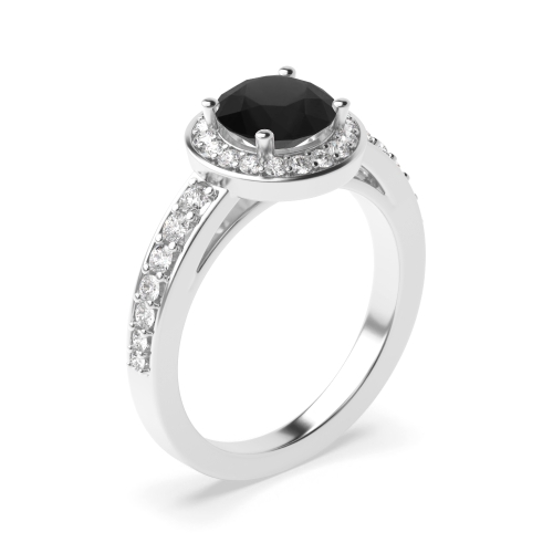 Tapering Up Shoulder Halo Engagement Black Diamond Rings