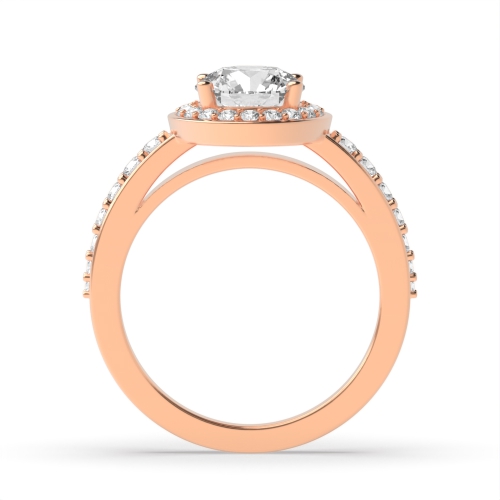 4 Prong Round Rose Gold Thick shank Halo Engagement Rings