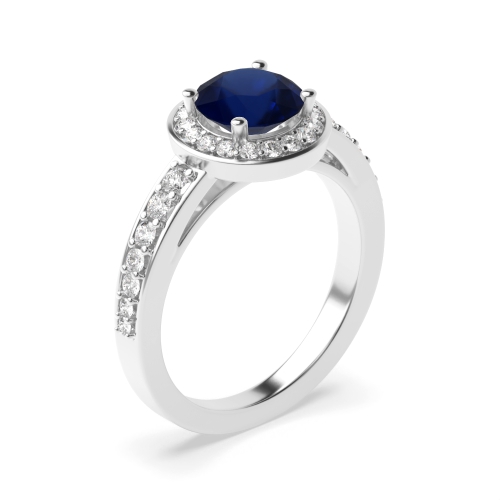 4 Prong Round Thick shank Blue Sapphire Engagement Rings
