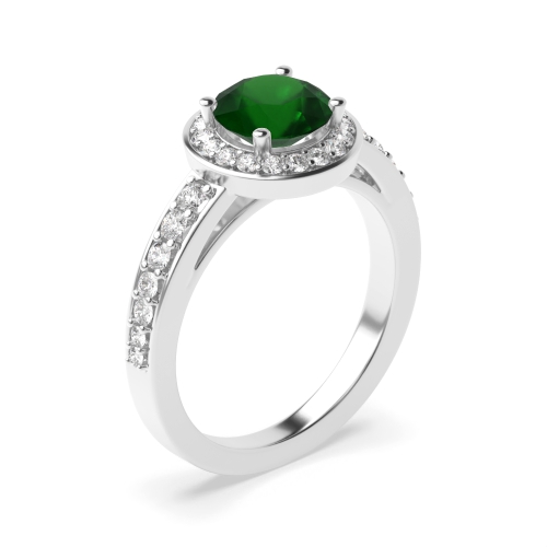 4 Prong Round Thick shank Emerald Engagement Rings