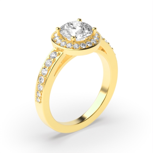 4 Prong Round Yellow Gold Thick shank Engagement Rings