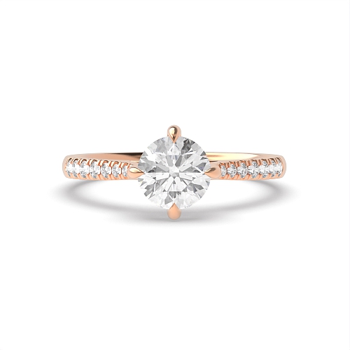 4 Prong Round Rose Gold Nwes claws tappering shoulder open set Engagement Rings