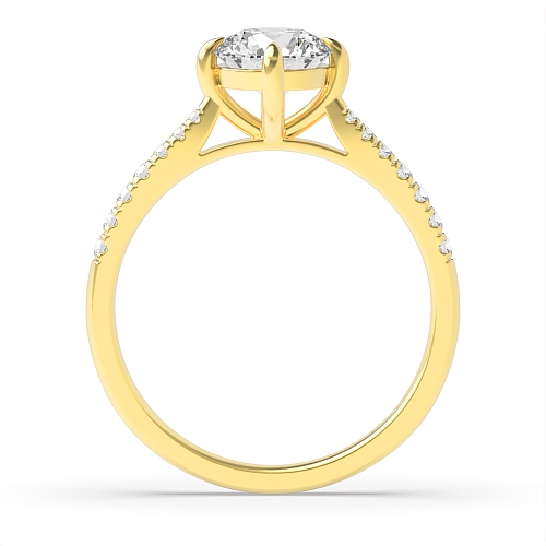 4 Prong Round Yellow Gold Nwes claws tappering shoulder open set Engagement Rings