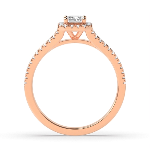 Radiant Rose Gold Split shoulder Halo Engagement Rings