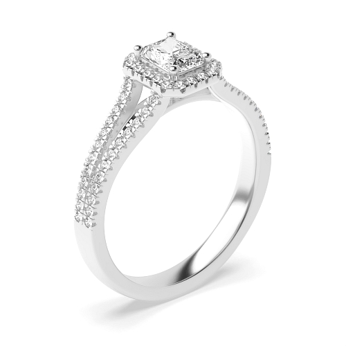 Radiant Split shoulder Halo Engagement Rings