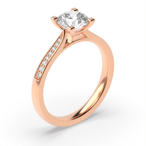 4 Prong Round Rose Gold Box claw Engagement Rings