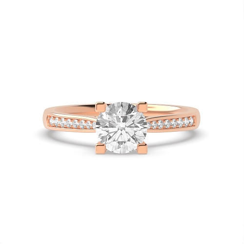 4 Prong Round Rose Gold Box claw Engagement Rings