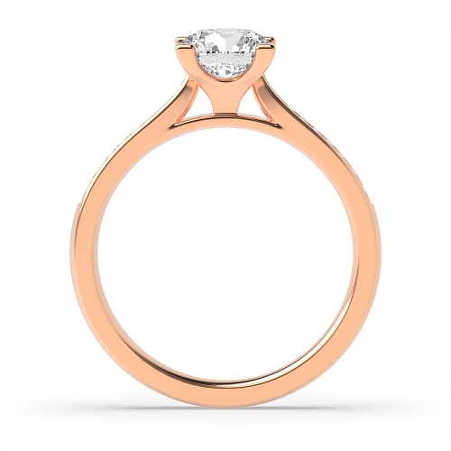 4 Prong Round Rose Gold Box claw Engagement Rings