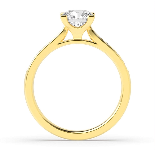 4 Prong Round Yellow Gold Box claw Engagement Rings