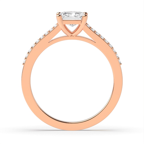 4 Prong Princess Rose Gold Delicate shoulder Engagement Rings