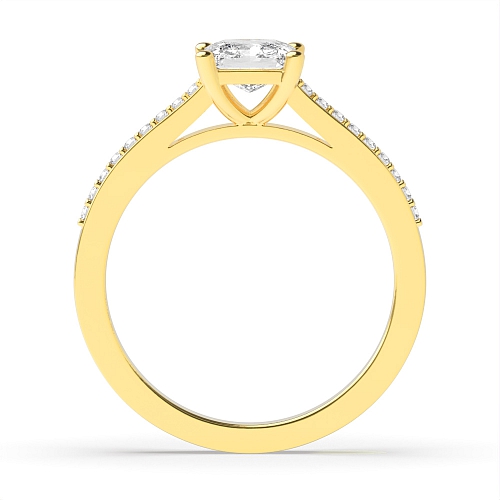 4 Prong Princess Yellow Gold Delicate shoulder Engagement Rings
