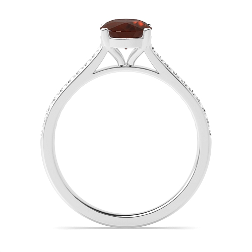 Oval Delicate Pave setting Shoulder Garnet Engagement Rings