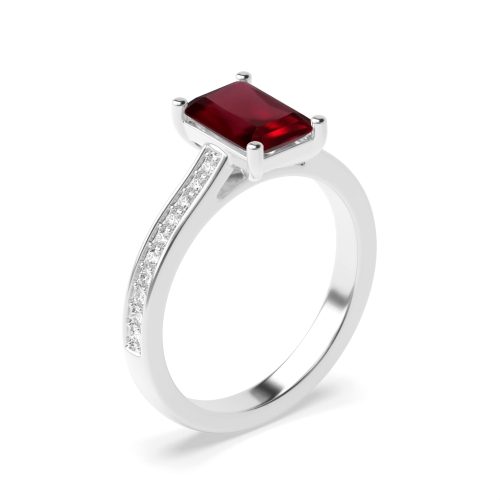 Delicate Radiant Shape Pave Setting Shoulder Diamond Engagement Ring