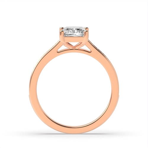 4 Prong Radiant Rose Gold Delicate shoulder Side Stone Engagement Rings