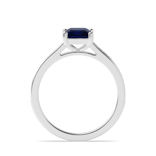 4 Prong Radiant Delicate shoulder Blue Sapphire Engagement Rings