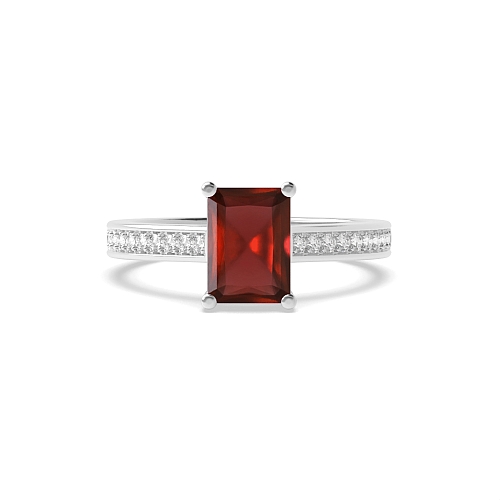 4 Prong Radiant Delicate shoulder Garnet Engagement Rings