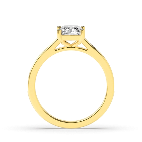 4 Prong Radiant Yellow Gold Delicate shoulder Side Stone Engagement Rings