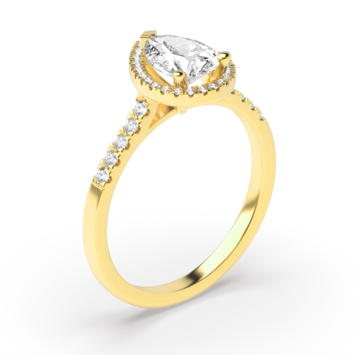 4 Prong Setting Pear Shape U Prong Set Halo Diamond Engagement Rings