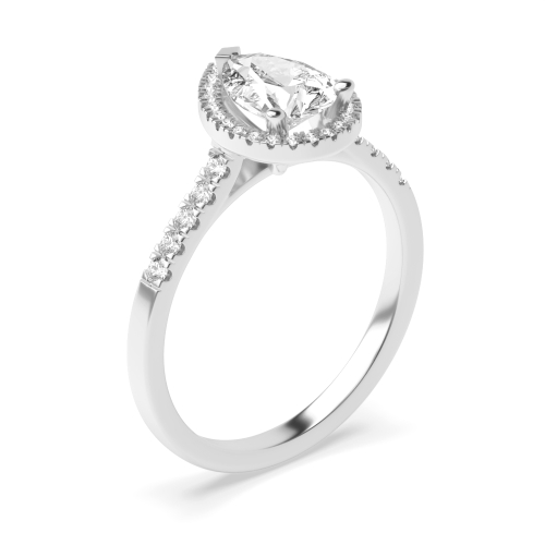 Prong Pear Silver Delicate Side Stone Engagement Rings