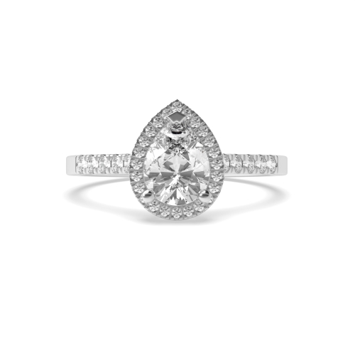 Prong Pear Silver Delicate Side Stone Engagement Rings
