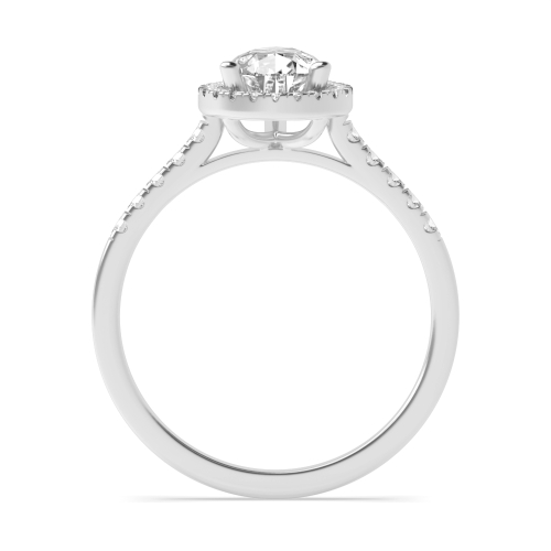 Prong Pear Silver Delicate Side Stone Engagement Rings