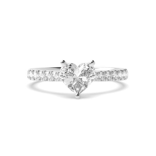 Prong Heart Side Stone Engagement Ring